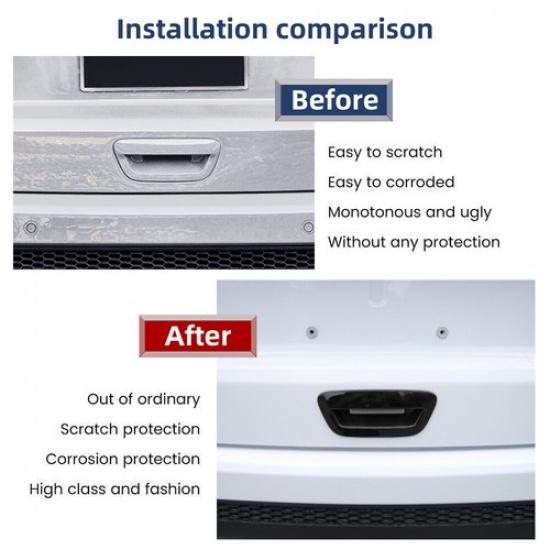 Black Tailgate Rear Liftgate Latch Door Handle Cover Trim For Jeep Compass 2017+