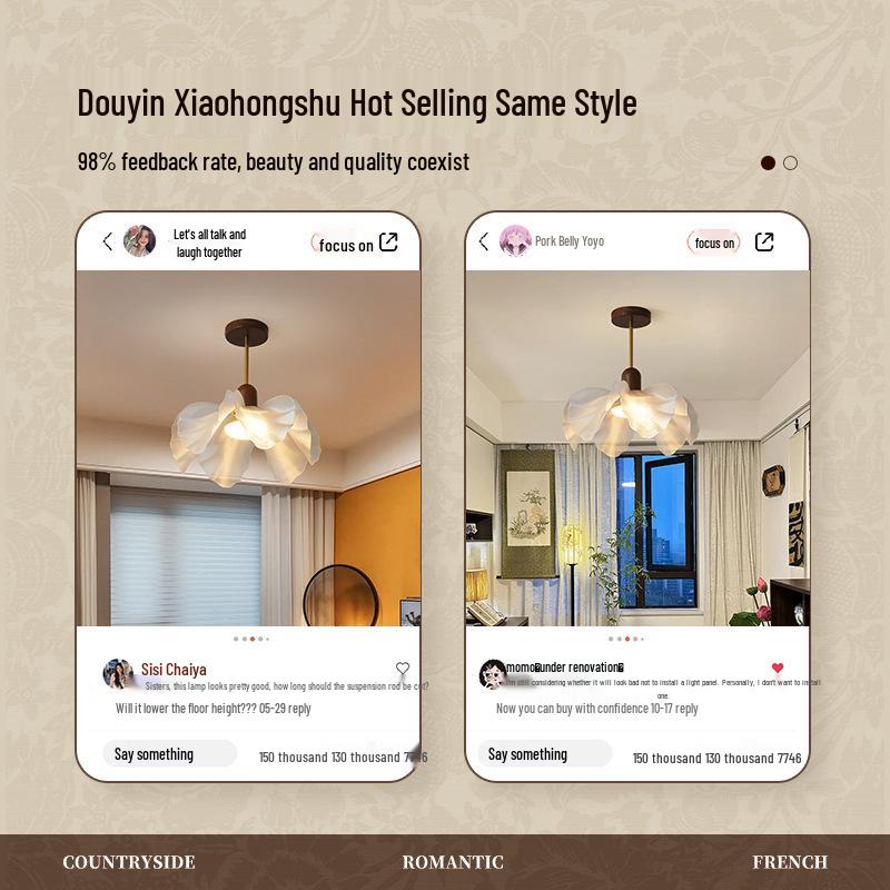 French Vintage Petal Chandelier for Living, Dining, Bedroom, or Study