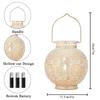 Set of Two Vintage White Battery Lantern Durable Garden Metal Round Lamp for Holiday Decoration(2pcs)