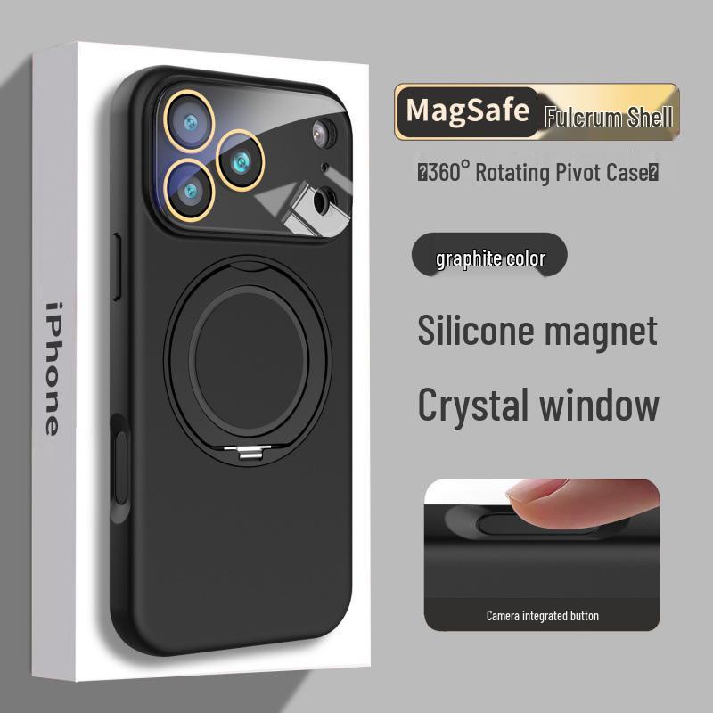 

Compatible with iPhone 17 Pro Max: Liquid Silicone Magnetic Rotating Stand Case, Apple 16 Solid Color Protective Cover. iPhone 15 Pro