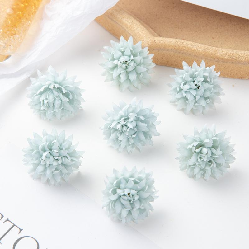 10PCS Artificial Chrysanthemum Pompom Flowers Realistic Faux Silk Floral Bouquet for DIY Hair Clips Shoes and Straw Hat Decor