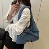 Japanese Style Women's Underarm Bag With Bows Decoration Jeans Shoulder Bag Casual Satchel Handbag for Women and Girls  Blue