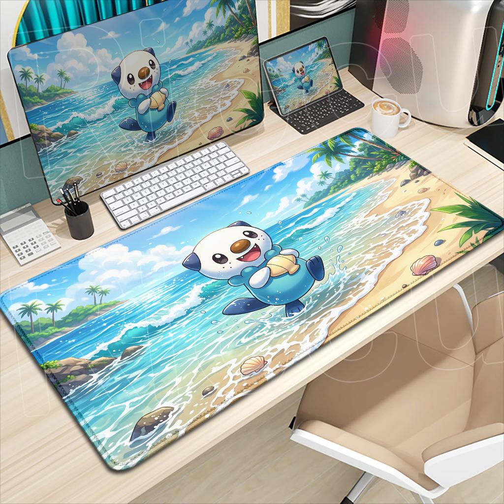 Grand Tapis de Souris pour Ordinateur Portable Gaming P-Pokemon Impression HD Tapis de Clavier en Caoutchouc Dessin Animé Mignon Oshawott 900x400mm Tapis de Souris
