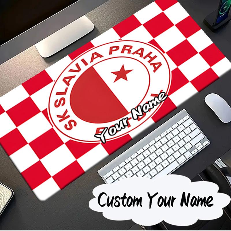 Custom Name Mouse pad Red And White Prague Football Mouse pad, Gaming Mouse Pad, keyboard pad, Desk Decor for computer notebook Fan Birthday Gift