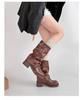 Women's Shoes, Rounded-cut Pleated Boot Cuffs, Boots for Autumn and Winter, Women's Boots