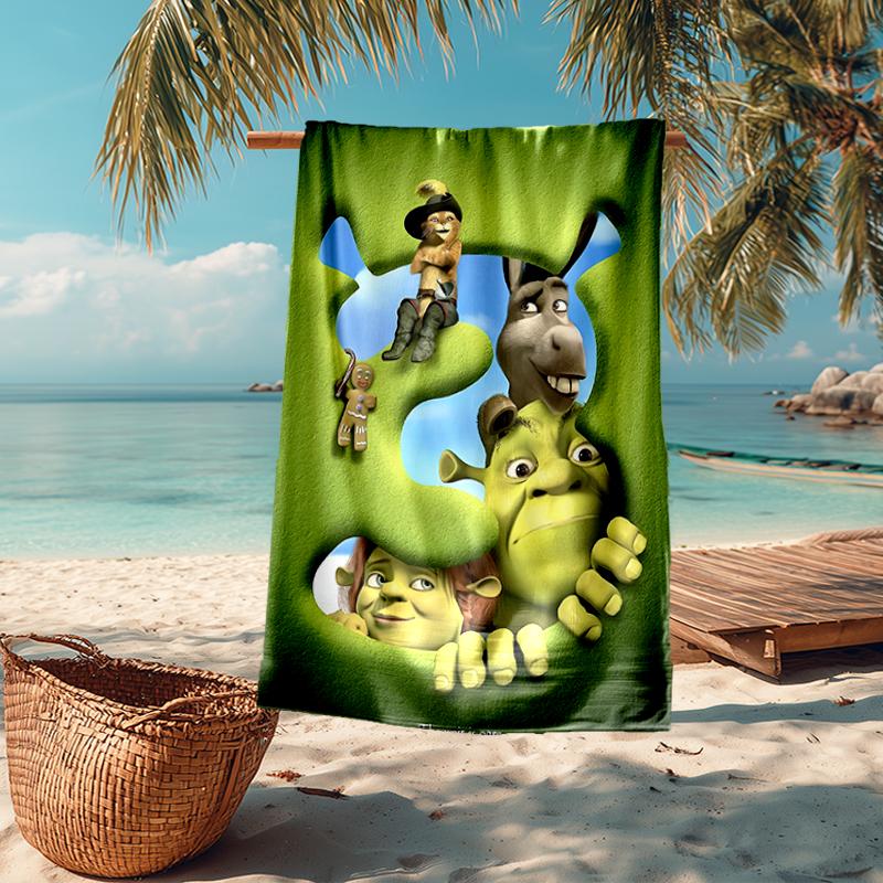 Ultra-Soft Beach Towel with Shrek Theme,Ideal for Pool - Camping, Diving - Perfect Travel Essential, Vibrant Beach Towel.