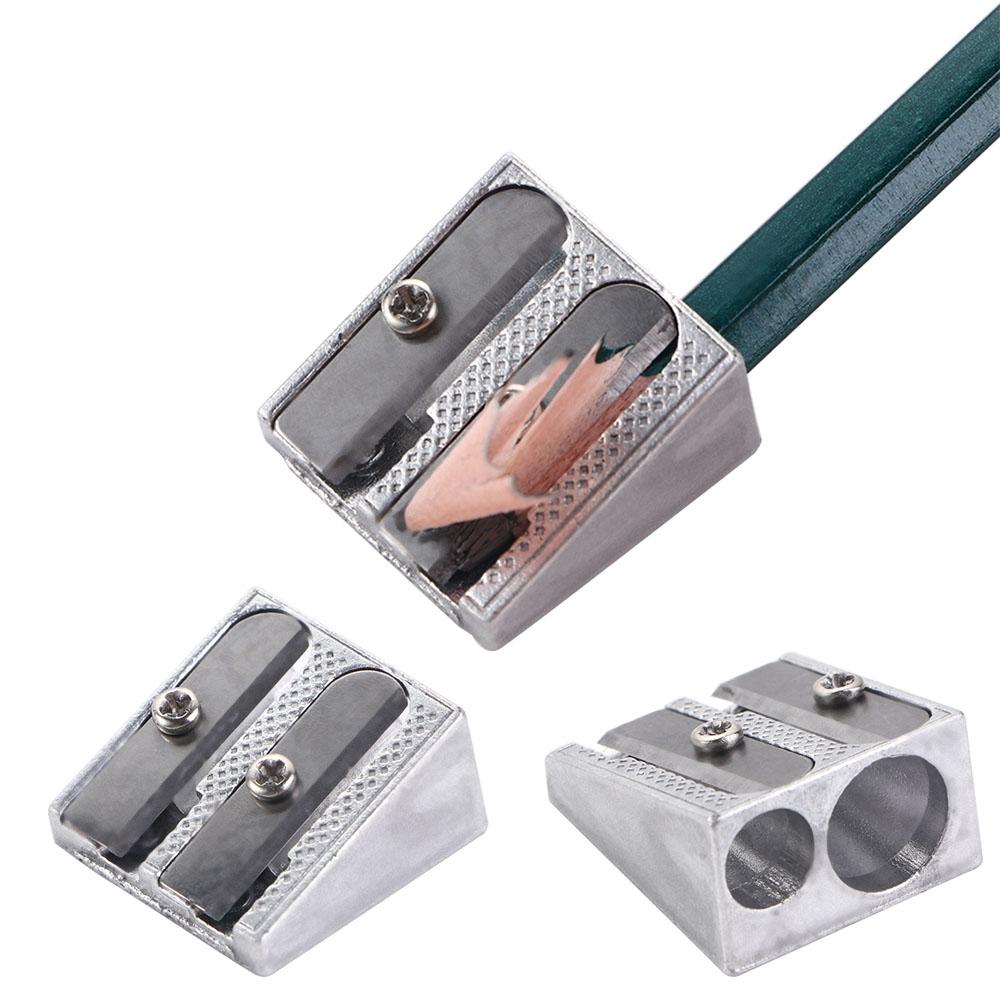 Two Hole Silver Pens Cutter Tool Office Sharpener Pencil Sharpener Double Hole Pencil Sharpener