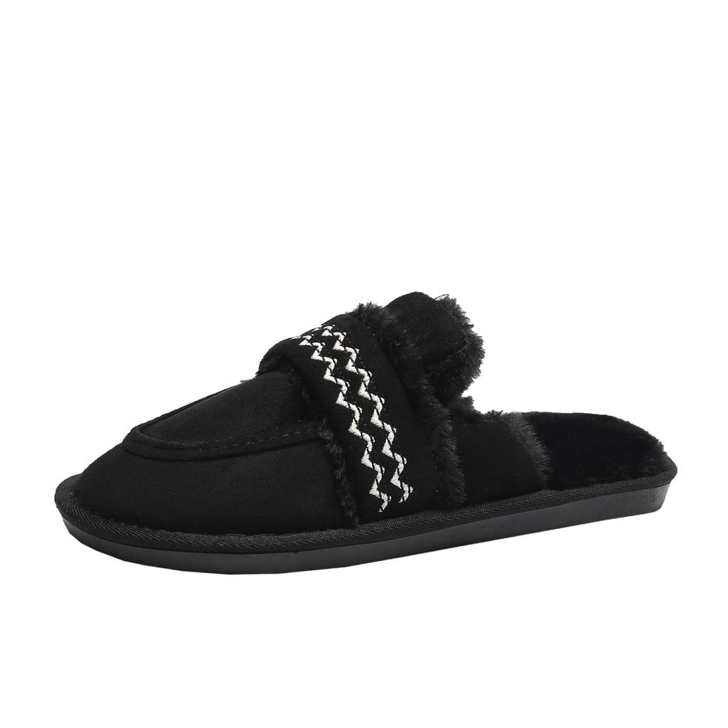 Winter Damen Hausschuhe Set Zehenschieber Mode Schwaches Licht Plüsch Luxus 2024 Flache Sohle Baumwollschuhe Schuhe für Frauen