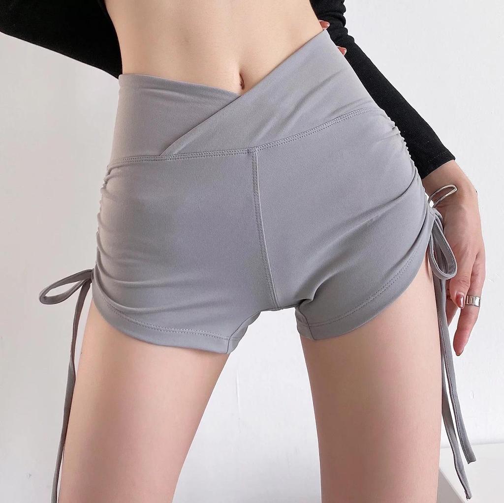 2023 Summer Women's Sexy Butt-Lifting Yoga Shorts with High Waist and Drawstring Tie