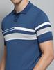 MONTE CARLO Mens Self Design Blue Collar Neck Half Sleeve T-Shirt