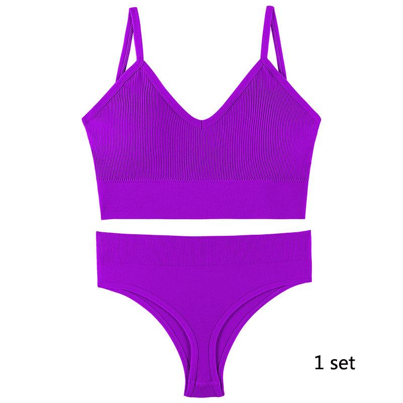 Underwear Set Lingerie Female Sexy Halter Beauty Tank Top Thin Section French Triangle Cup Without Steel Ring Gathered Bra Set