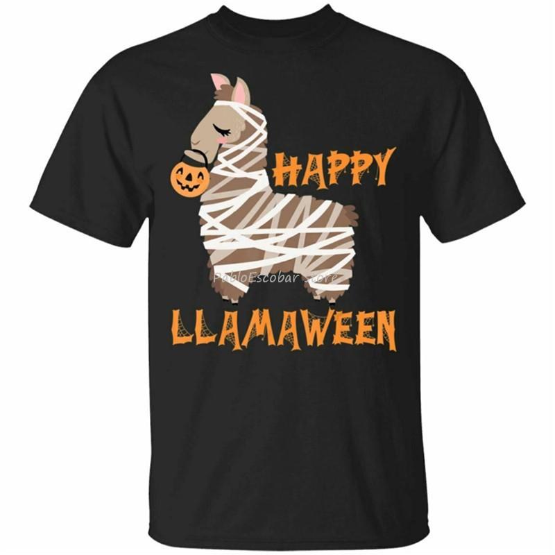 

male teeshirt Happy Llamaween Funny Halloween Llama Costume Gift TShirt Size S6Xl Custom Special Print Tee Shirt S