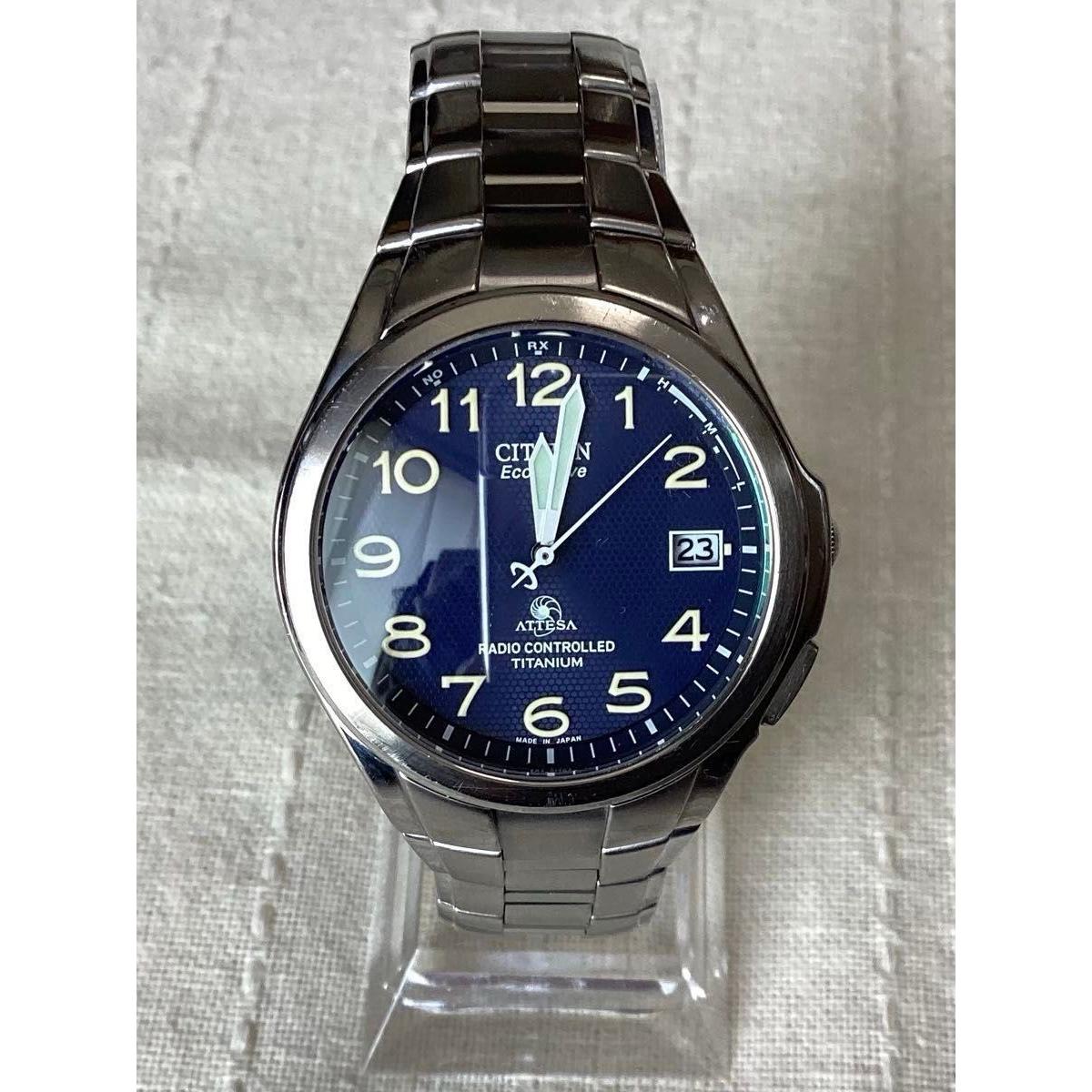 [Product in good working order] Citizen Atessa ATD53-2615 H415-T003788 Eco Drive Titanium radio clock Made in August 2004