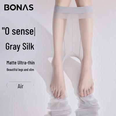 Bonas damskie letnie cienkie szare i czarne antypoślizgowe seksowne pończochy z niewidocznym krokiem w kształcie litery T o wysokiej przezroczystości