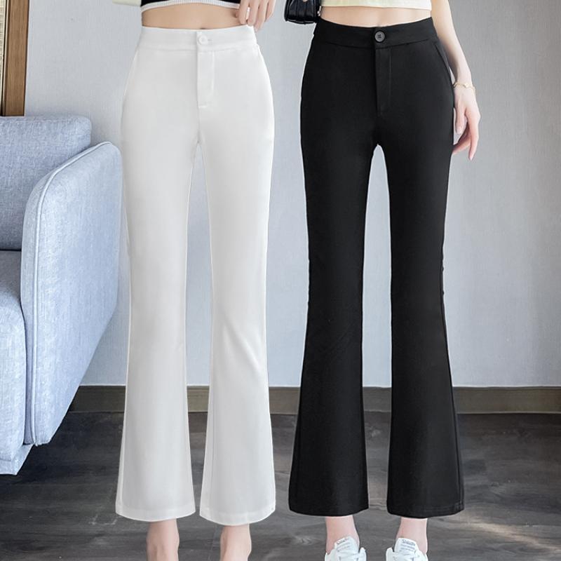 Flared Pants for Women, Nine-Tenths Length, New Black High-Waisted Slimming Casual Petite Suit Flared Pants