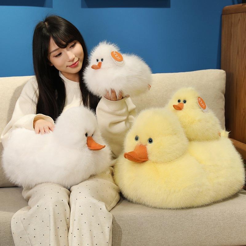 Cute simulation yellow duckling doll plush toy lying duck doll children accompany soothing doll