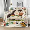 Painting Cute Pony Throw Lightweight 240G Flannel Blanket Soft Skin-Friendly For Summer Cooling
