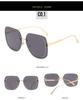 2021 European and American Square Frame Sunglasses with Rice Nail Grooved Lenses for Women