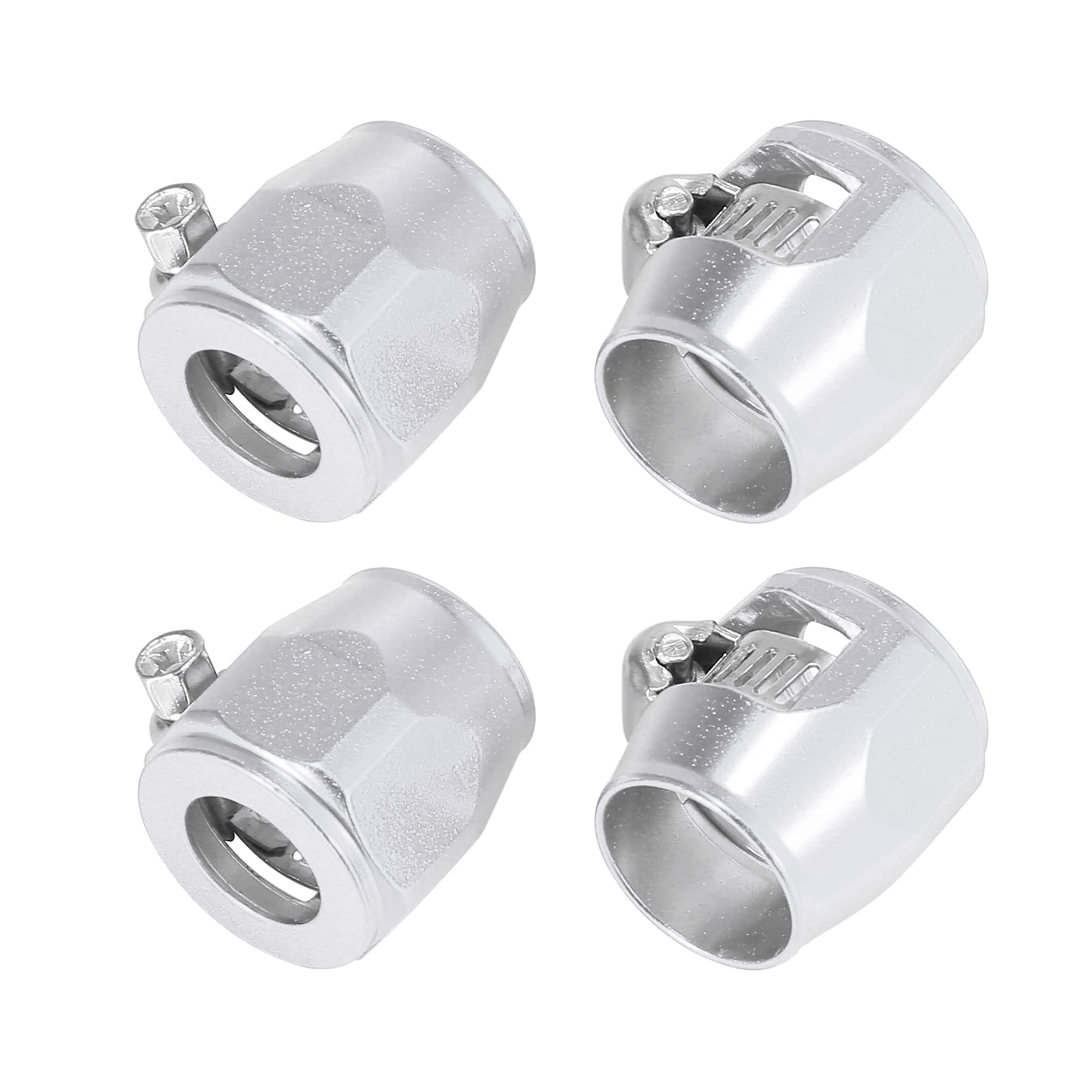 

X AUTOHAUX Автомобильный фиксатор шланга Зажим Водяная линия Клипса Фиксатор шланга Хомут для трубы с резьбовым банд-адаптером Фитинг 4 штуки Серебристый тон AN8