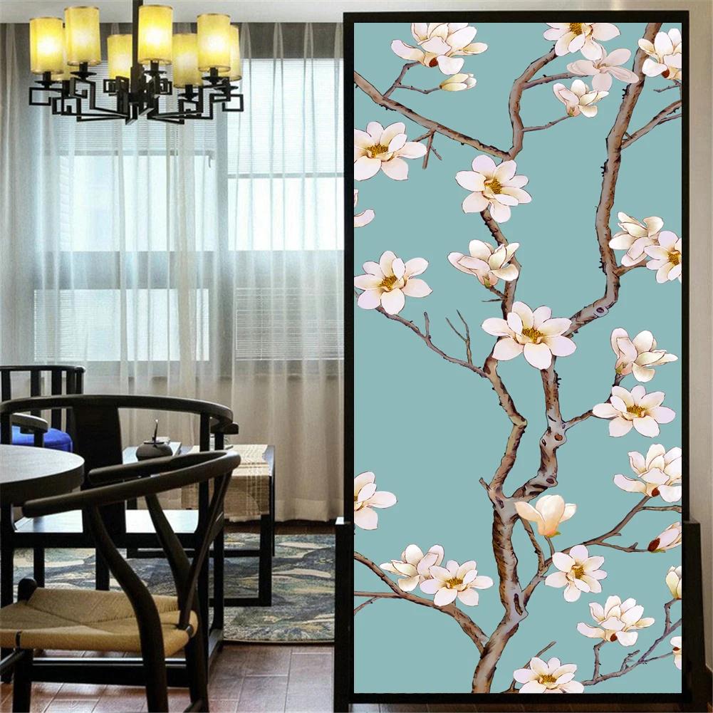 

Static Cling Privacy Windows Film Decorative Flower Tree Stained Glass Window Stickers Frosted Window Cling 68 (as the picture,40x60cm WxH)