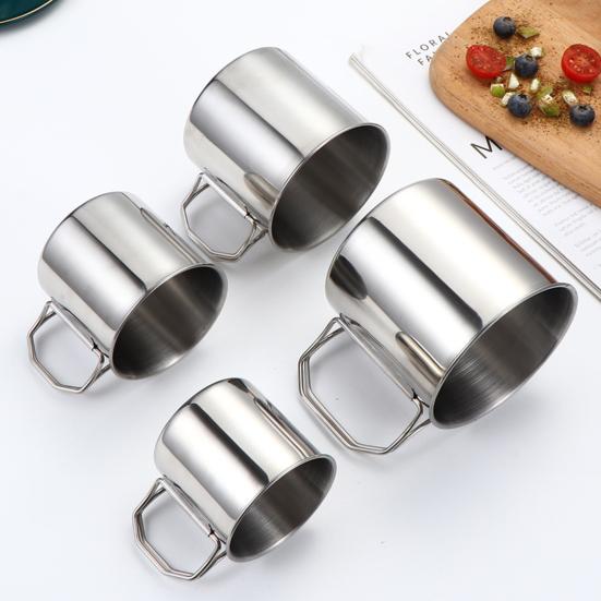 Set de pahare cu mâner pliabil din oțel inoxidabil cu geantă de depozitare ceașcă portabilă cu carabină pentru acasă, în aer liber, camping, cu apă, căni de băutură, pentru drumeții, picnicuri