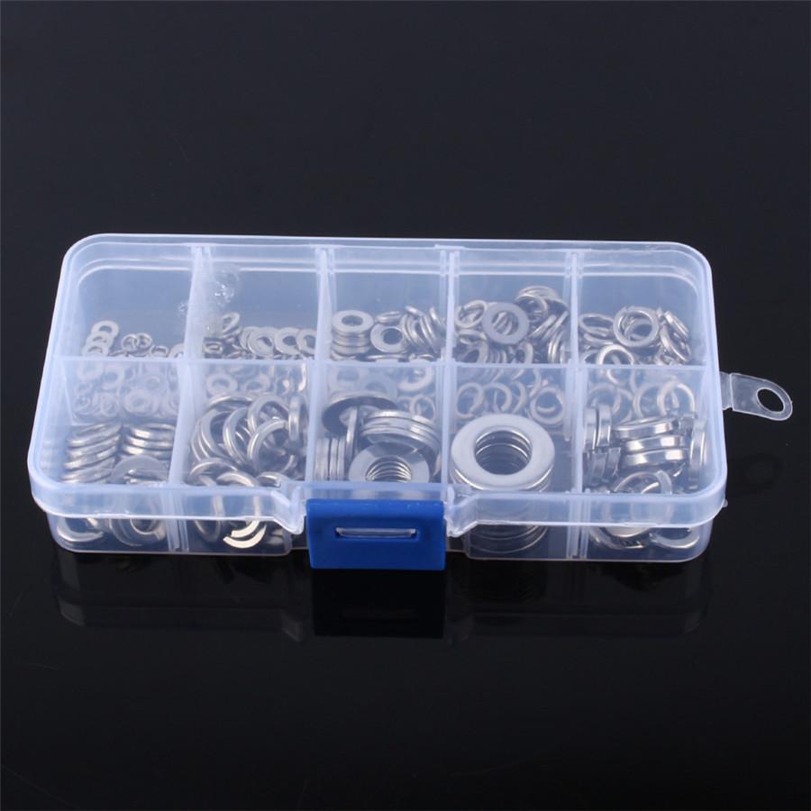 260X Stainless Steel Washer/Spring Washer Assortment Kit M2.5-M10 For Car Parts