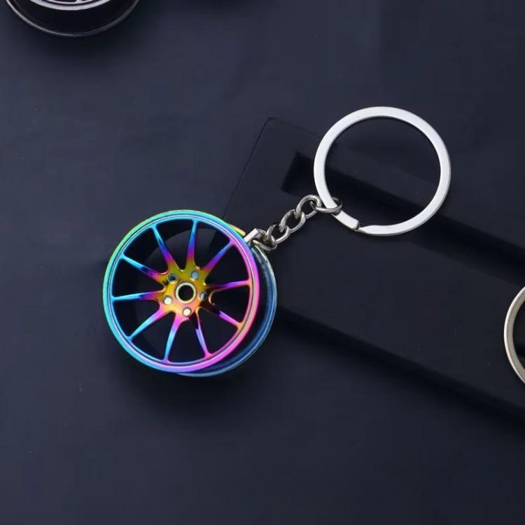 Metal Keychain Modified Car Wheel Hub Circular Shape Wheel Key Chain Auto Decoration Key Ring Pendant Car Styling Accessories