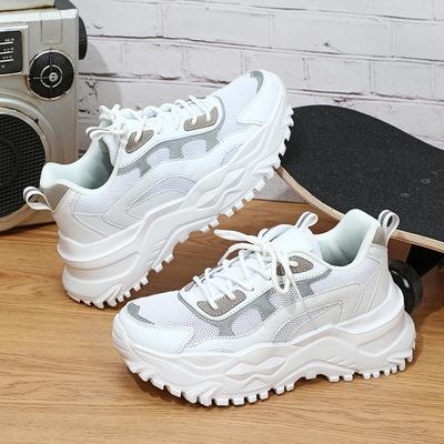 Platform Dad Shoes Mesh Breathable Casual Sneakers Heightening Lace-up Couple