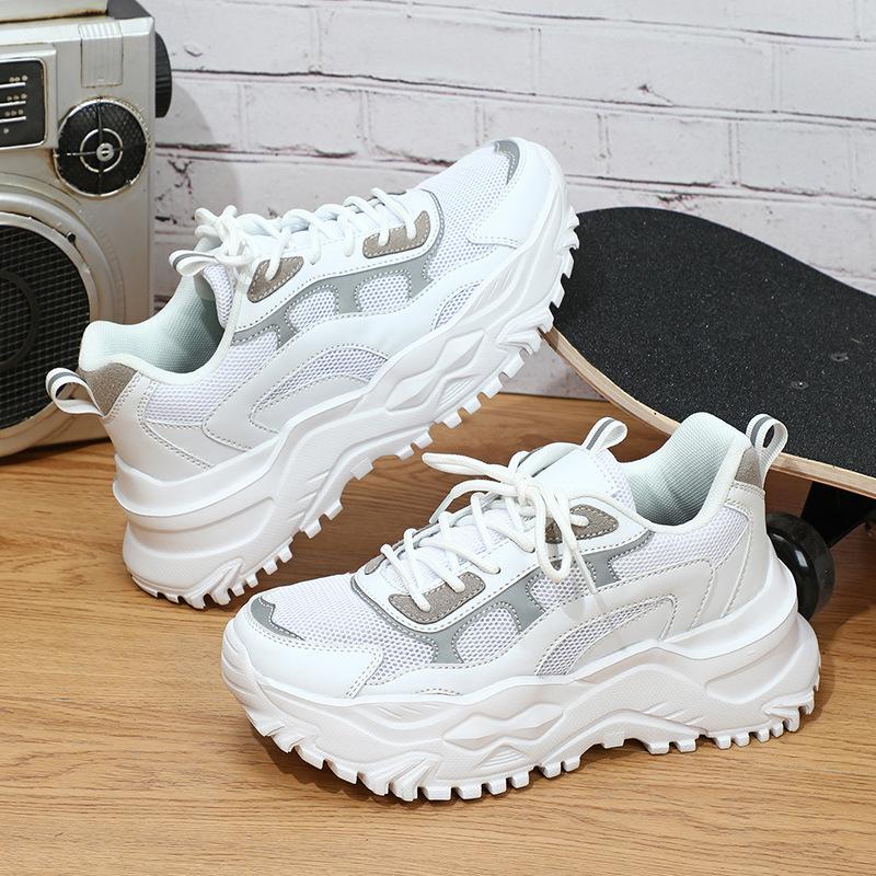 Unisex Platform Sneakers Breathable Mesh Chunky Shoes Non-slip Height Increasing Sports Shoes for Outdoor Running Jogging Traveling