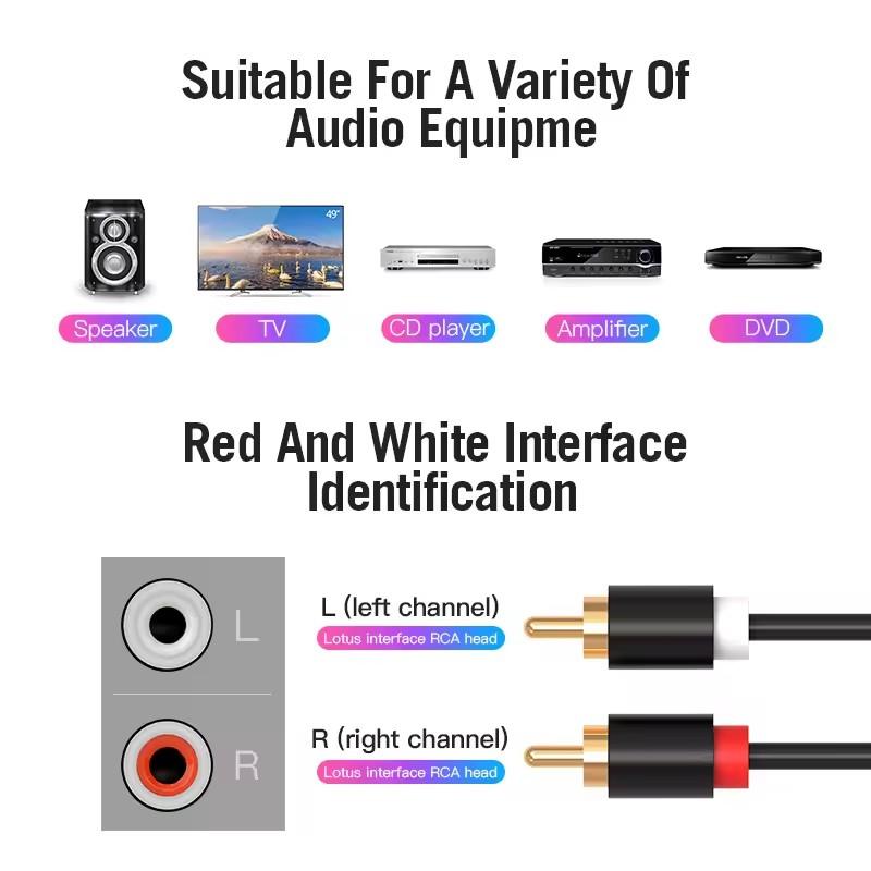 HIFI Stereo RCA Cable 2RCA To RCA Audio Cable Male To Male Aux Cables for Home Theater HDTV DVD Loudspeaker Box Power Amplifier