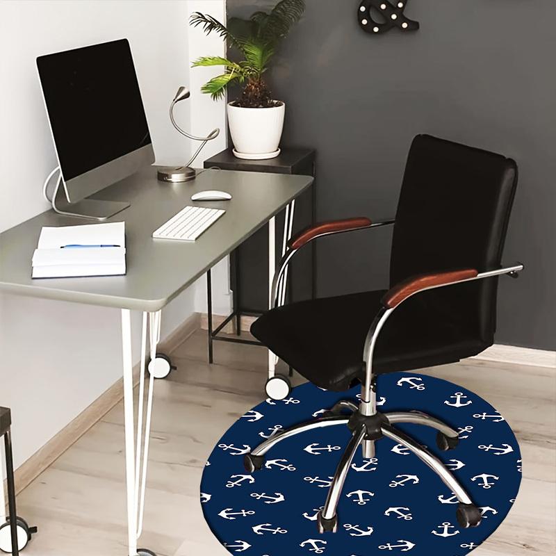 1pc Office Carpet Chair Mats Nautical Anchor Pattern Perfect for Decorating Office Chairs, Living Rooms, Or Bedrooms