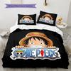 One Piece Monkey D Luffy Muster Bettwäsche Bettdecke Set Bettbezug Kissenbezug Zuhause Geburtstagsgeschenk(1 Bettbezug + 2 Kissenbezüge, ohne Füllung)