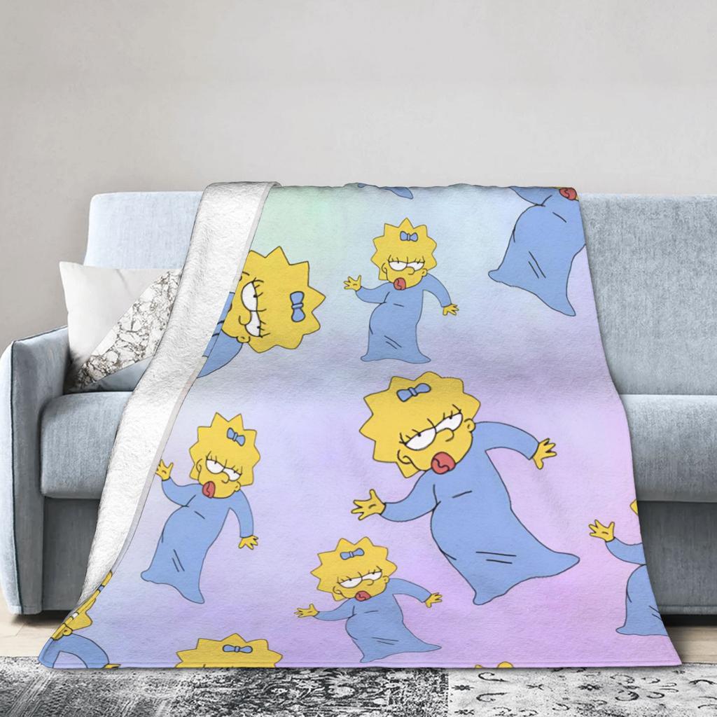 S-Simpson Blankets Flannel Autumn/Winter Multi-function Super Warm Throw Blankets for Home Travel Bedspread