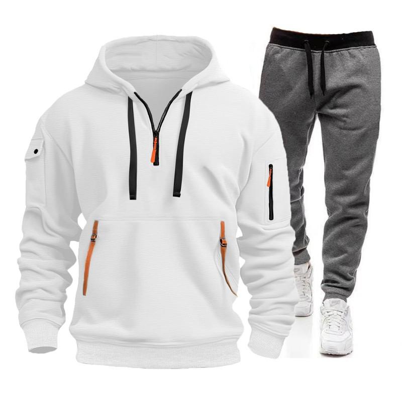 Mens Tracksuit Set Hooded Sweatshirt Jogger Pants Winter Sportswear