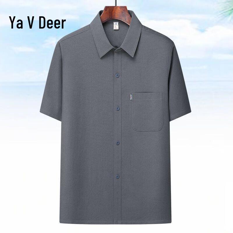 Yalu Men s Mid-Aged Summer Casual Short Sleeve Shirt Set 42/180