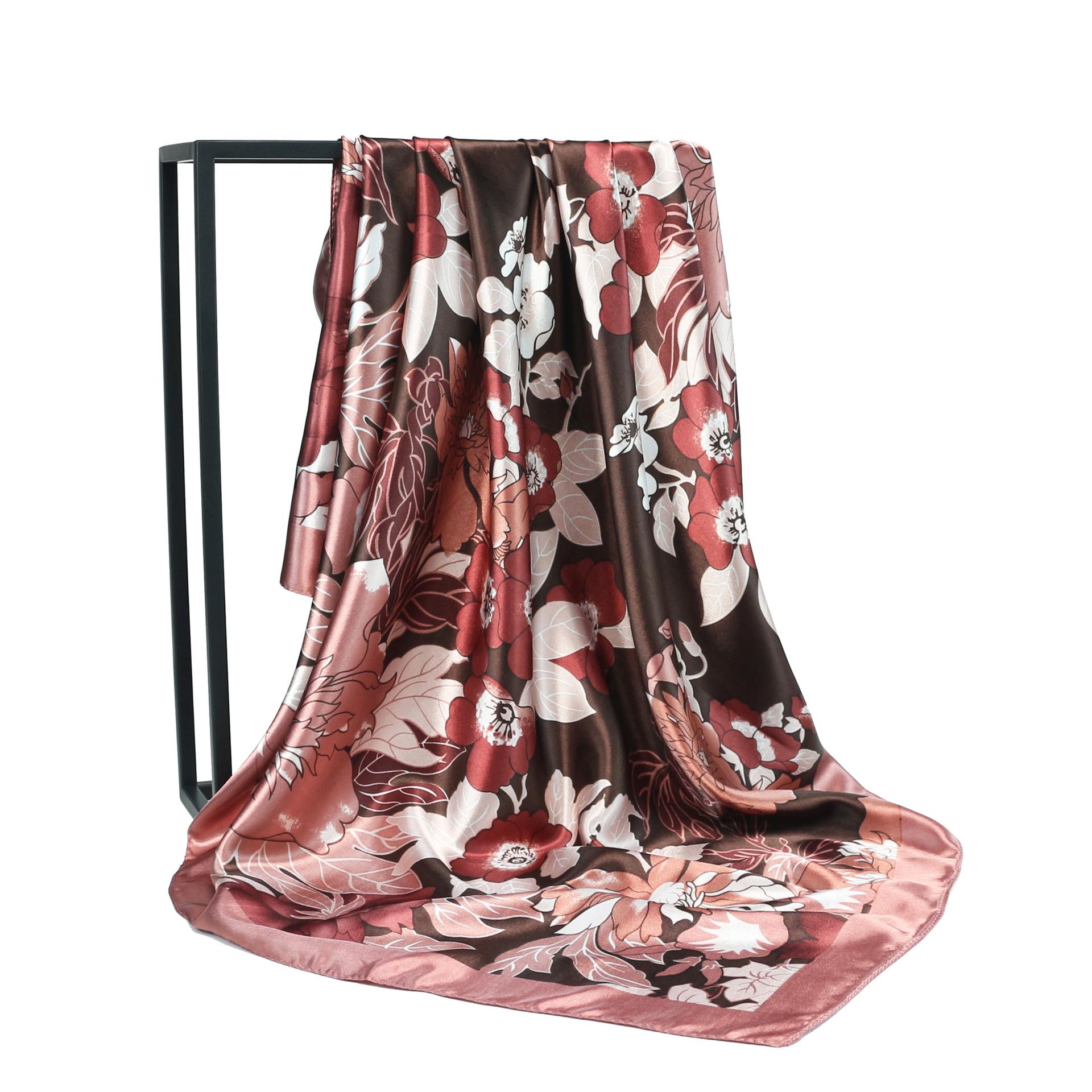 

Женская мода квадратный винтажный принт атласный шейный платок солнцезащитный шарф шарфы шаль высокое качество 1 шт 90*90 см 90-90cm