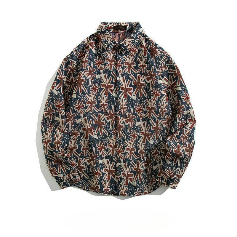 Shirt Men's Loose Autumn and Winter Models Retro Ethnic Style Couple Long-sleeved Shirt Jacket