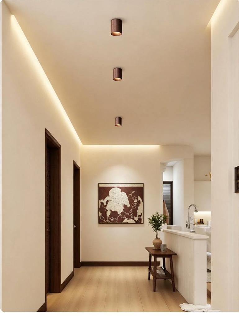 Wind Walnut Surface-Mounted Spotlight, No Hole Needed, Full Spectrum Eye Protection for Corridor, Hallway, Living Room.