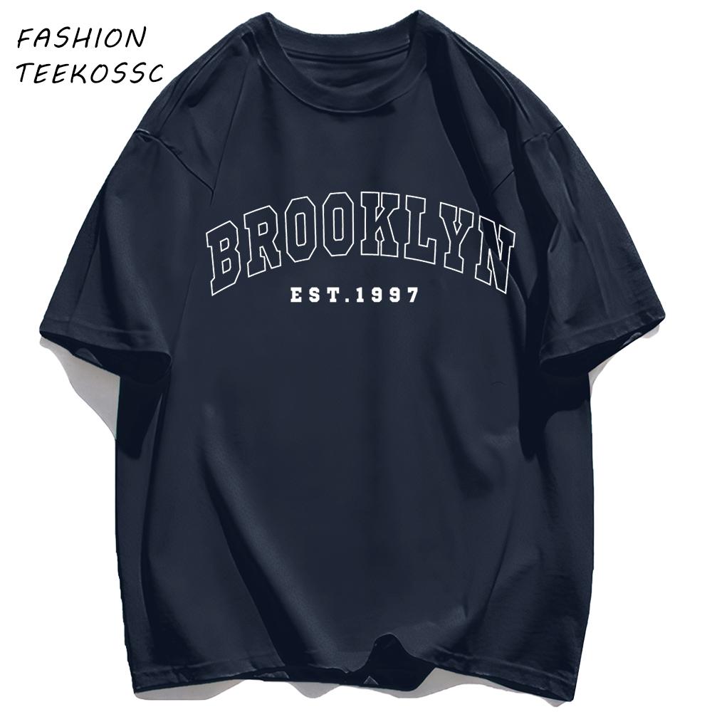 Brooklyn Est 1997 City Usa Printing Men TShirt Summer Casual T Shirts AllMatch Crewneck Tops Oversized Soft Streetwear