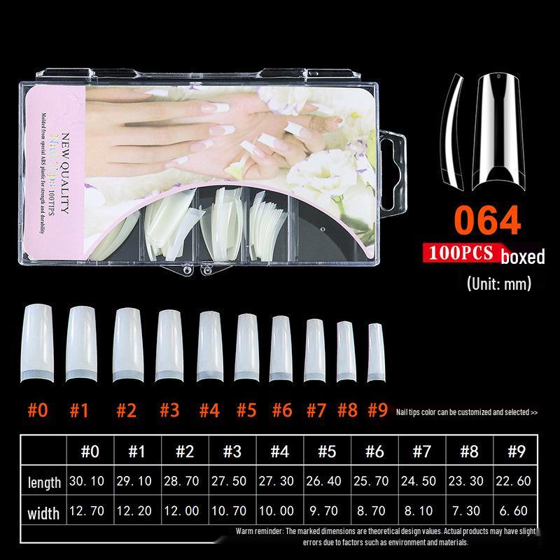 Ultra-Thin Transparent Wearable Nail Tips, Full/Half Cover, Natural Color, 100-Piece Box.
