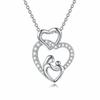 Ladies' Parent-child Embrace Heart-shaped Pendant Necklace, Elegant Collarbone Chain, Daily Wearing Necklace, Mother's Day Gift Jewelry, Birthday Gift