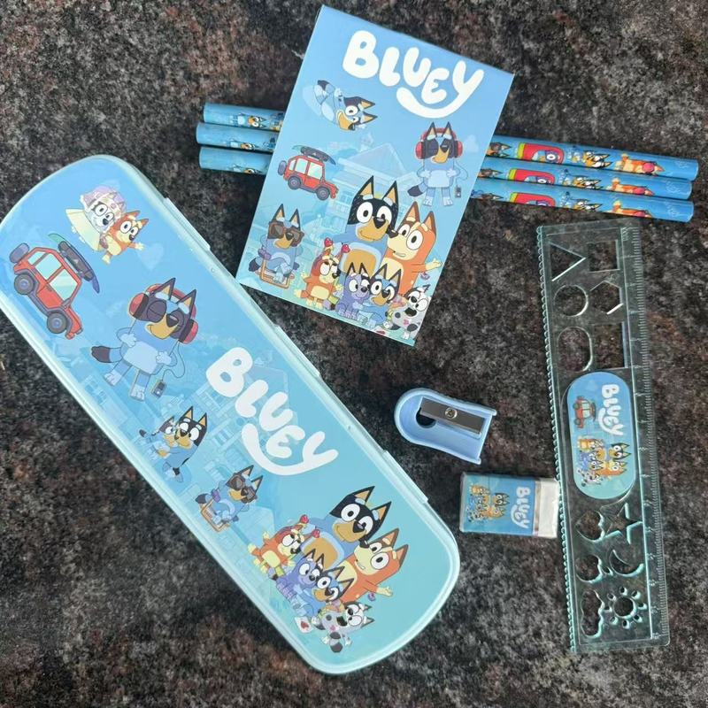 Bluey Portable Stationery Set Gift Box Kids School Supplies With Crayons For Toddlers Primary Students Birthday Christmas Gift