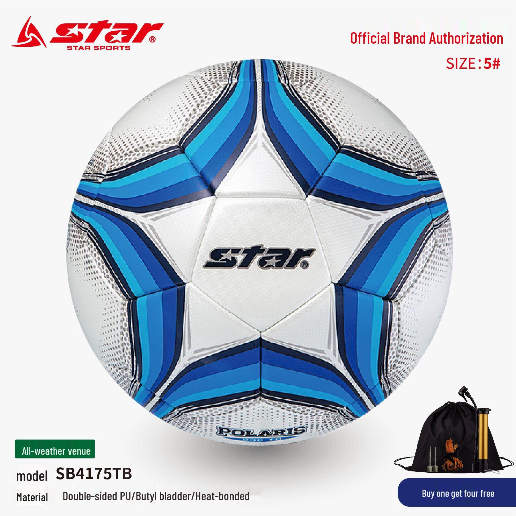 STAR SB4175TB Double Mirror PU Waterproof Soccer Ball - Training/Competition Grade for Middle School Entrance Exams. Standard Size 5 (11-a-side)