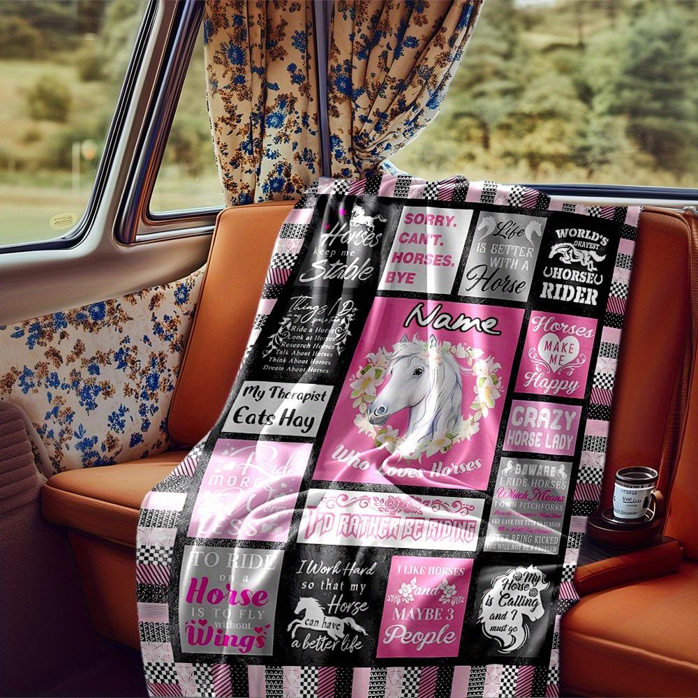 Horse Rider Barn Hair Flowers Sunflower Blanketcustomize Your Name Lightweight Comfortable And Stylish Blanket For Travel Bed Home Chair Office Sofa