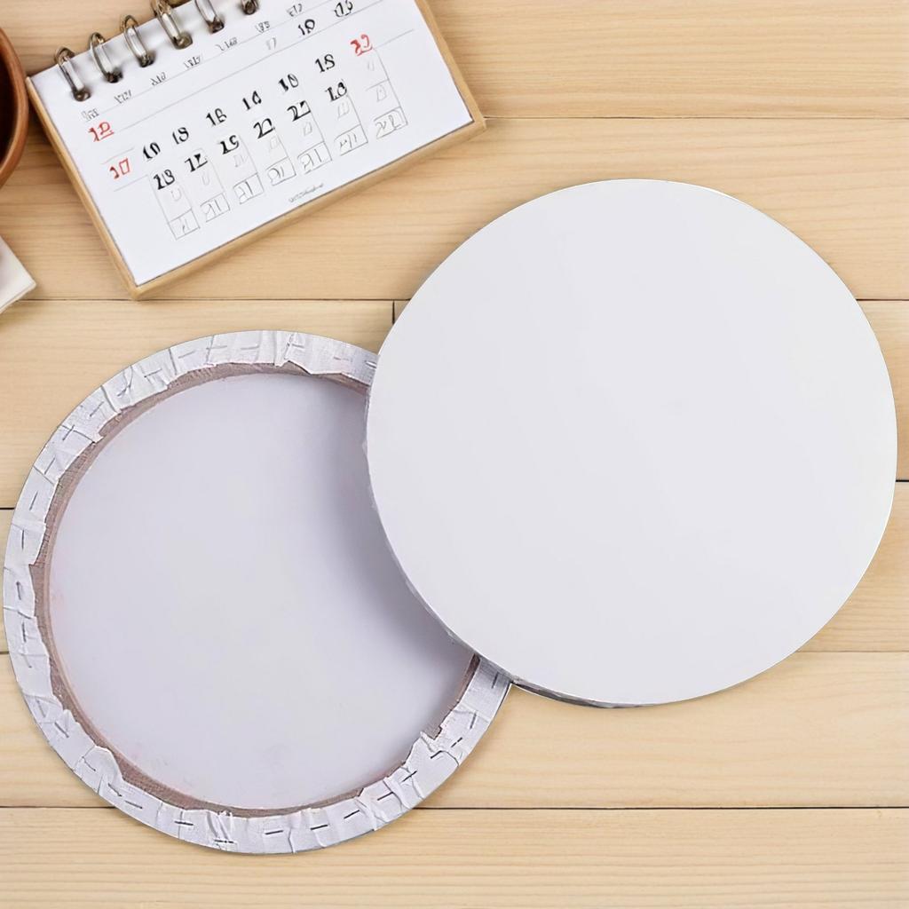 2Pcs Wooden Round Stretched Canvas Frames 20Cm Cotton Fabric Panels Thick Oil Painting Canvas Artist DIY Drawing Supplies
