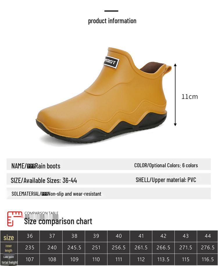 Waterproof Low-Cut Korean-Style Rain Boots - Non-Slip for Men, Women, Students & Adults
