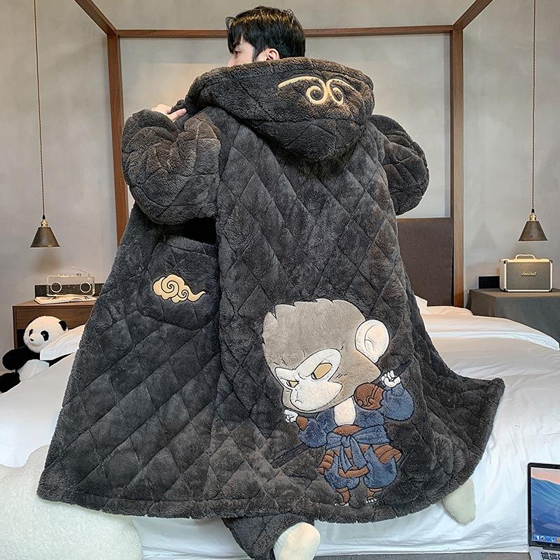 Winter New Pajamas Men`S Long Robe