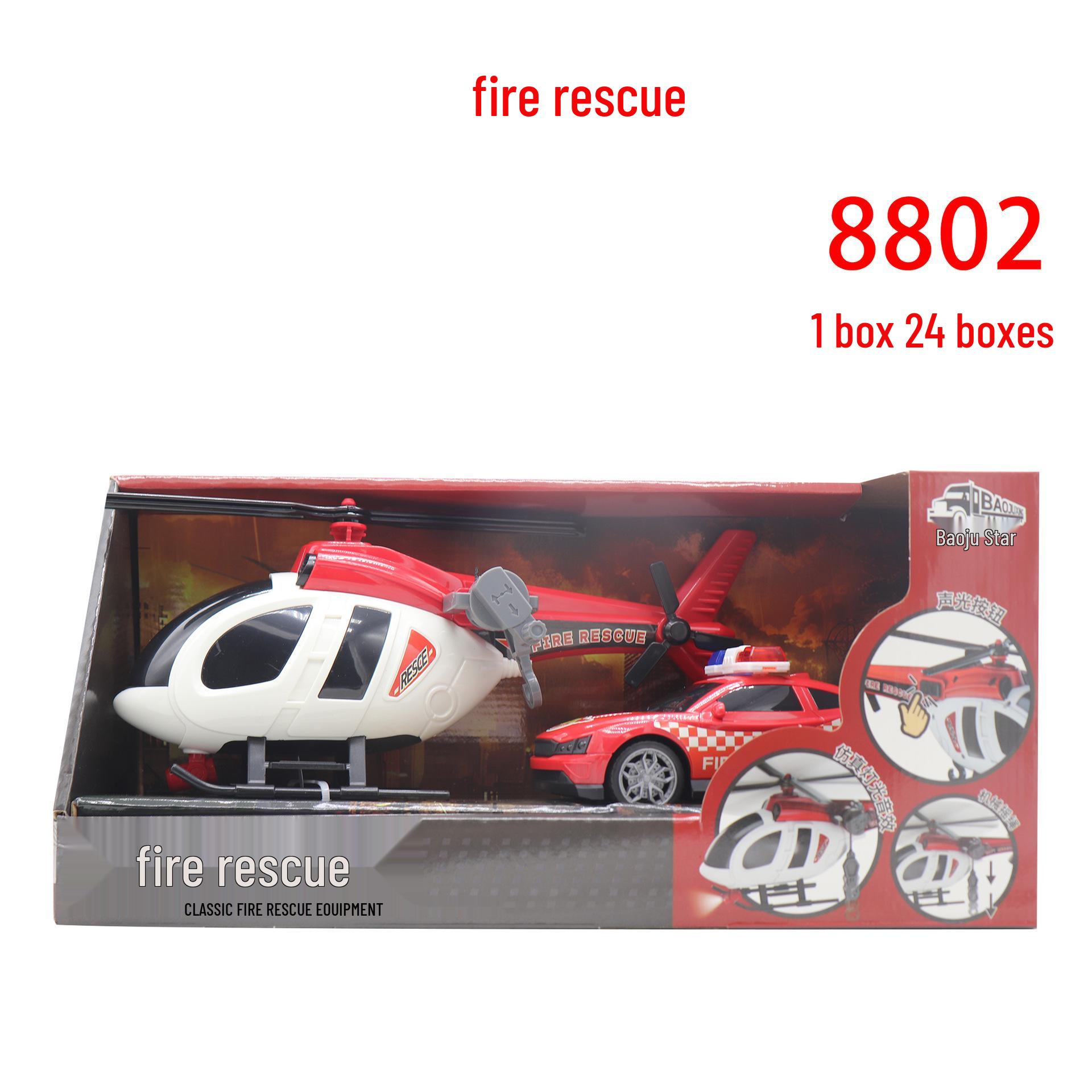 Baojuxing Emergency Rescue Toy Set: Flatbed Truck, Police Car, Fire Truck, and Airplane