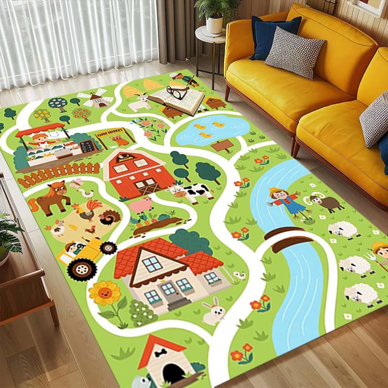Farm Map Living Room Nonslip Area Rug Soft Carpet For Bedroom Game Playroom Sofa Office Home Decor Doormat Christmas Gift C9301867