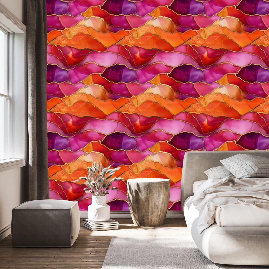 Ink red, peach and purple wallpaper 50x1000